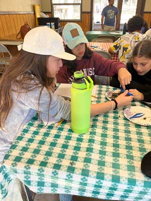 students working at the table
